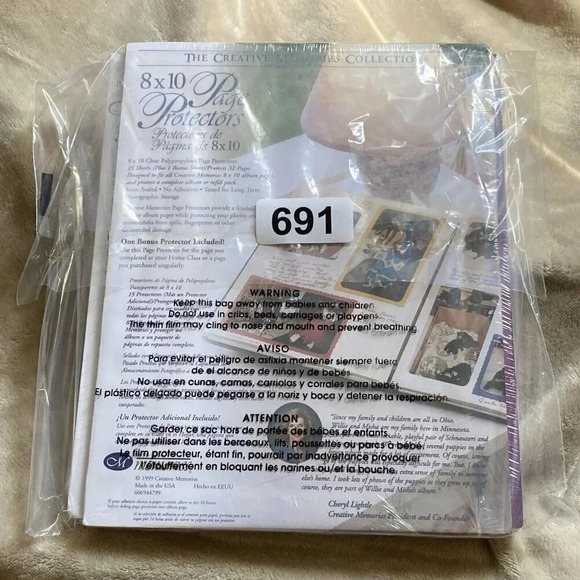 Creative Memories 8x10 Page Protectors (16 ) & White Scrapbook Pages (15 Sheets) - Picture 7 of 8